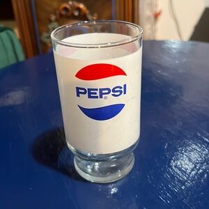 Vintage Pepsi Cola Glass Cup Red Blue